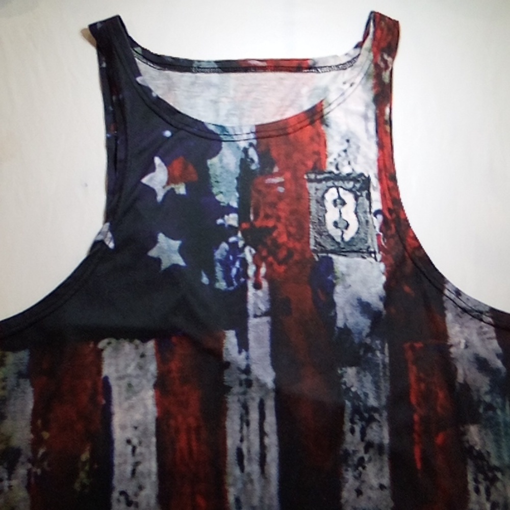 No Name, Size Medium, Red/White/Blue Patriotic Print, Tank Top